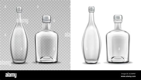 Vodka And Liquor Glass Bottles Realistic Vector Illustration Empty