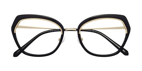 Black Gold Retro Vintage Low Bridge Fit Butterfly Eyeglasses Prescott