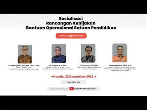 LIVE WEBINAR BOS TAHUN 2023 SOSIALISASI RANCANGAN KEBIJAKAN BOS