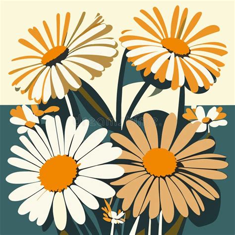 Illustration Of A Bouquet Of Daisies In Retro Style Generative AI Stock