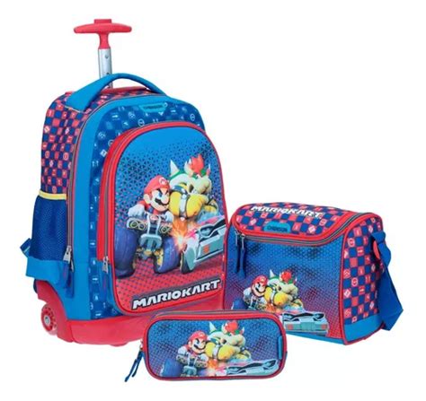 Kit Mochila Con Ruedas Led Chenson Mario Kart Env O Gratis