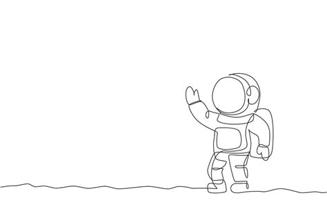 Un Dibujo De Una Sola Línea De Un Joven Astronauta En Traje Espacial Volando En La Ilustración