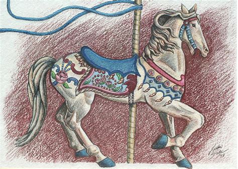 Carousel Horse Drawing by Linda Sala