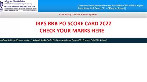 IBPS RRB PO Score Card 2022 Out Ibps In Check Your Marks Here