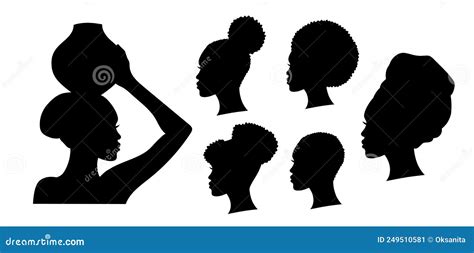 Set Of Silhouettes Of An Afro American Woman Stock Vector