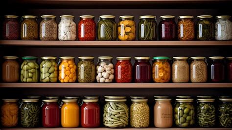 Premium Photo Shelf Of Canned Goods In A Pantry