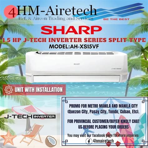 Fourhm Sharp Aircon 1 5 Hp Wall Mounted Split Type J Tech Inverter Ah