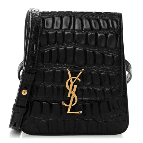 Saint Laurent Calfskin Embossed Crocodile North South Gem