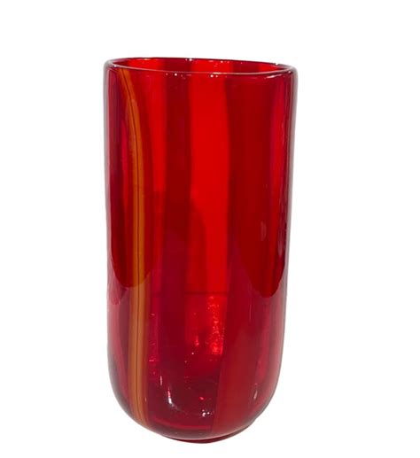 Vintage Hand Blown Red Glass Vase Mecox Gardens