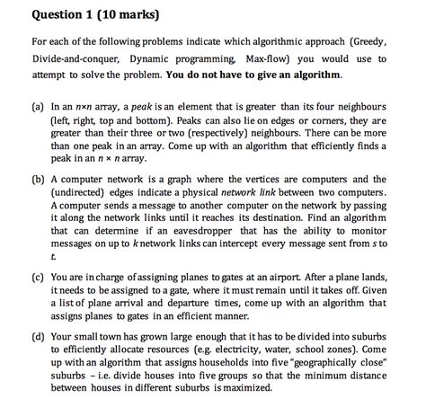 Solved Question 1 10 Marks For Each Of The Following Chegg