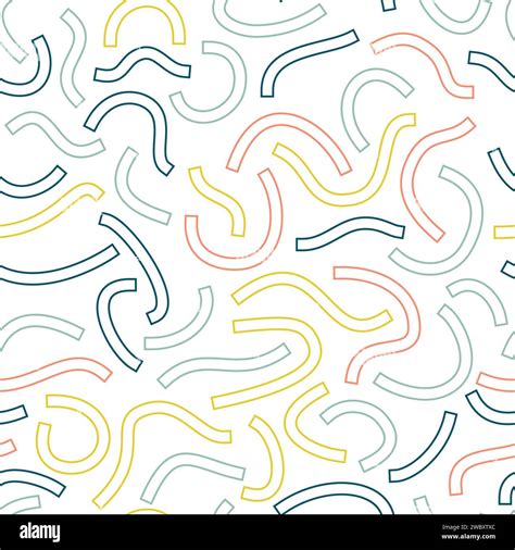 Colored Geometric Seamless Pattern Outline Curved Lines Stock Vector