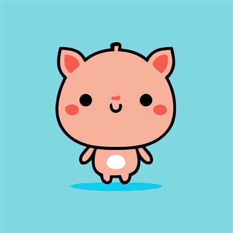 Cute Pig Illustration Pig Kawaii Chibi Vector Drawing Style Pig Cartoon