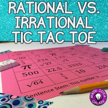 Rational Vs Irrational Numbers Tic Tac Toe Game By Idea Galaxy Tpt