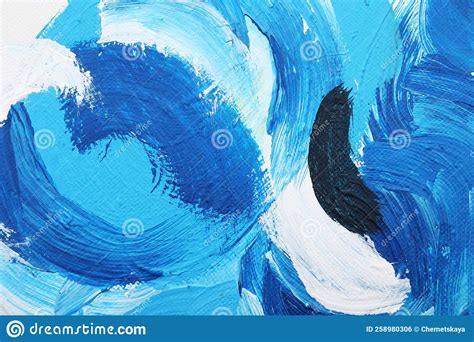 Hermosos Trazos De Pinturas De Aceite Azul Sobre Lienzo Blanco Como