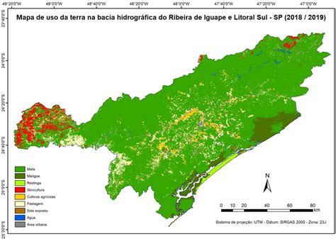 Mapa de uso da terra da bacia hidrográfica do Ribeira de Iguape e