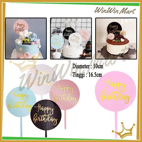 Jual 1 Pcs Cake Topper Happy Birthday Cake Topper Akrilik Bronzing