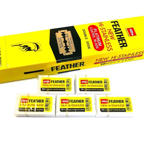 Feather Yellow Label New Hi Stainless Double Edge Safety Razor Blades