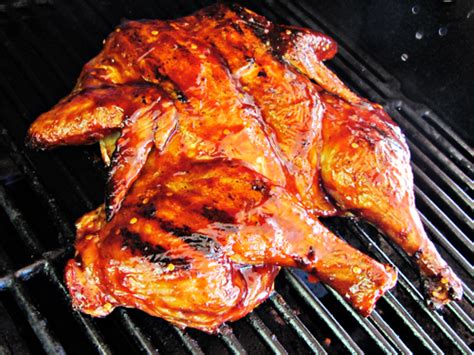 Grilled Butterflied Whole Chicken With Barbecue Sauce Home Cooking