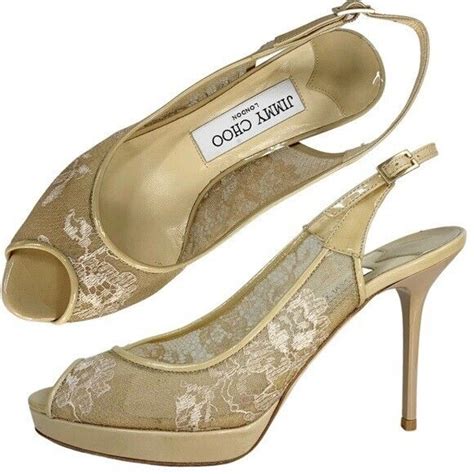 Jimmy Choo Nova Nude Beige Floral Bridal Wedding Lace Gem