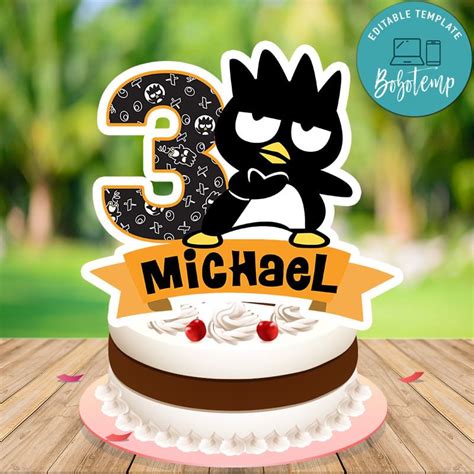 Badtz Maru Birthday Cake Topper Template Printable | Bobotemp