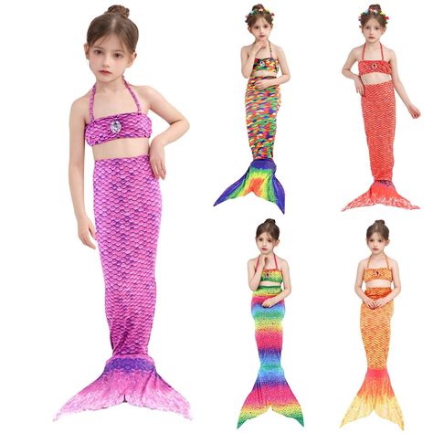 Swimsuit For Girls Halter Flounce Bikini Tankini Set Bikini Fish Tail Set Bathing Suit Bikini