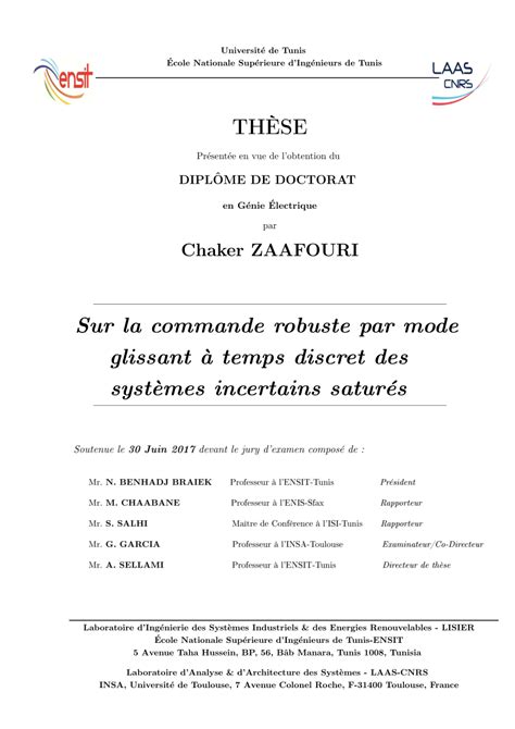 Pdf Sur La Commande Robuste Par Mode Glissant A Temps Discret Des