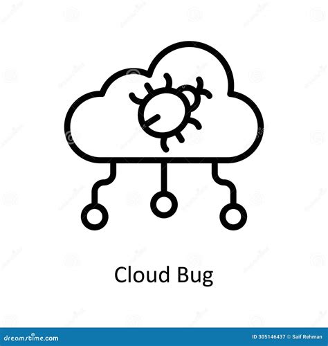 Cloud Bug Vector Outline Icon Style Illustration Eps 10 File Stock