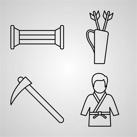 Martial Arts Line Icons On White Outline Symbols Martial Arts 3465812