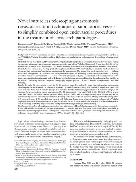 Pdf Novel Sutureless Telescoping Anastomosis Revascularization