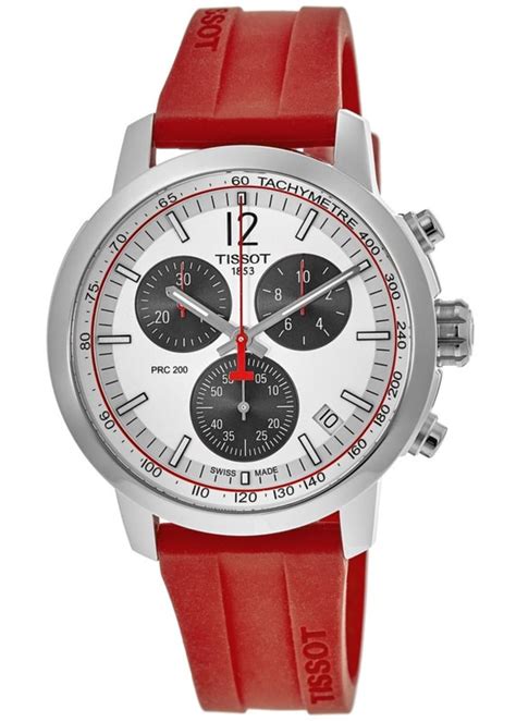 Tissot PRC 200 Quartz Chronograph Silver Dial Silicone Strap Men S