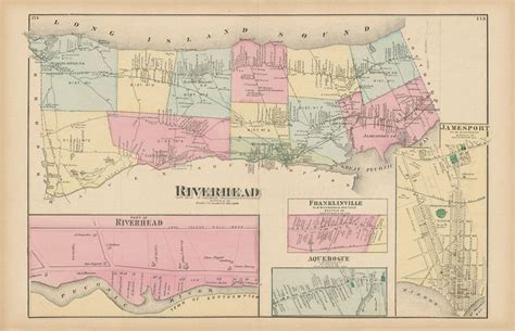 Riverhead New York 1873 Map Replica And Genuine Original Etsy