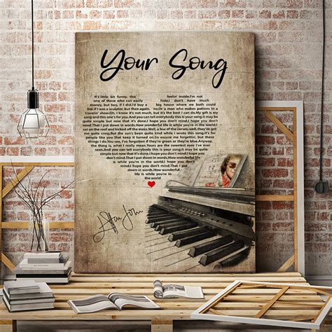 Elton John Your Song Lyrics Poster Elton John Rock Music | Etsy