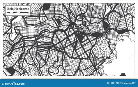 Belo Horizonte Brazil City Map In Black And White Color In Retro Style