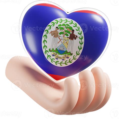 Belize Flag With Heart Hand Care Realistic 3d Textured 19944221 Png