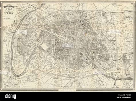 Paris Antique Town Plan City Map Paris Bradshaw 1890 Stock Photo