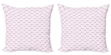 Ambesonne Flamingo Throw Pillow Cover 2 Pack Hand Drawn Sketched Birds