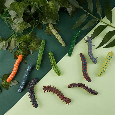6pcs Mixed Simulated Crawling Worm Caterpillar Insect Educational Trick