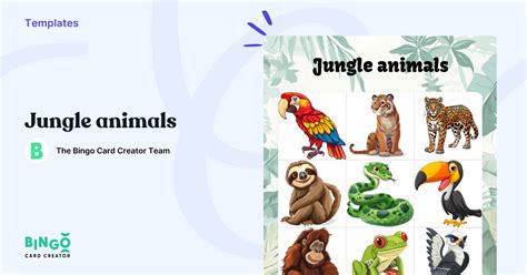 Jungle Animals Bingo: Printable & Customizable - Bingo Card Creator