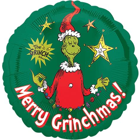 How the Grinch Stole Christmas Merry Grinchmas 18" Foil Balloon, Green ...