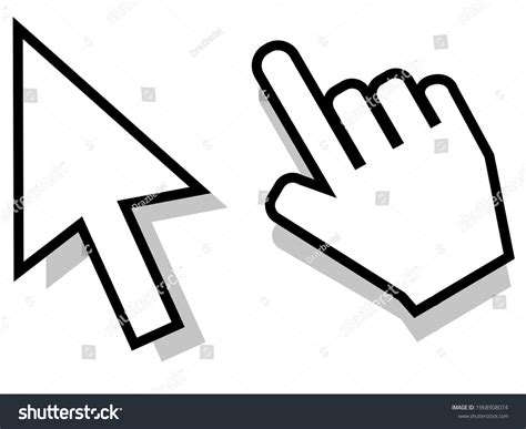 mouse pointer shape arrow shape hand stock vector royalty