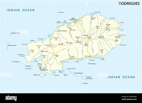 Rodrigues island road vector map Stock Vector Image & Art - Alamy