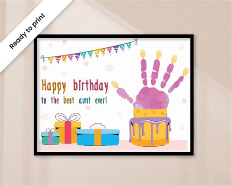Aunt Happy Birthday Cake Handprint Craft Handprint Ts Birthday