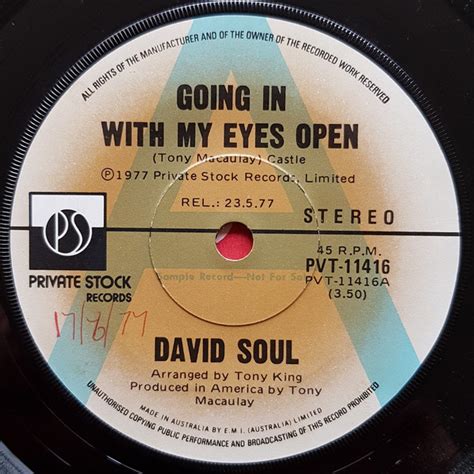 David Soul - Going In With My Eyes Open (1977, Vinyl) | Discogs