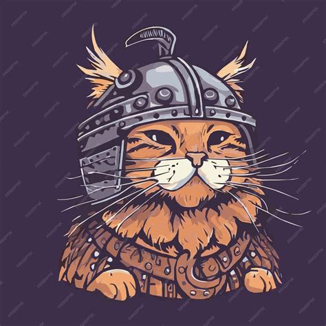 Viking Cat Vector Art With Viking Helmet Premium Ai Generated Vector