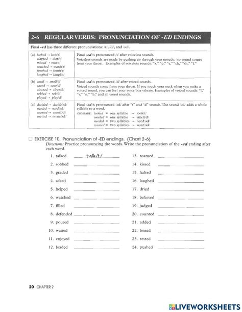 Regular Past Verbs Ed Endings Worksheet Live Worksheets