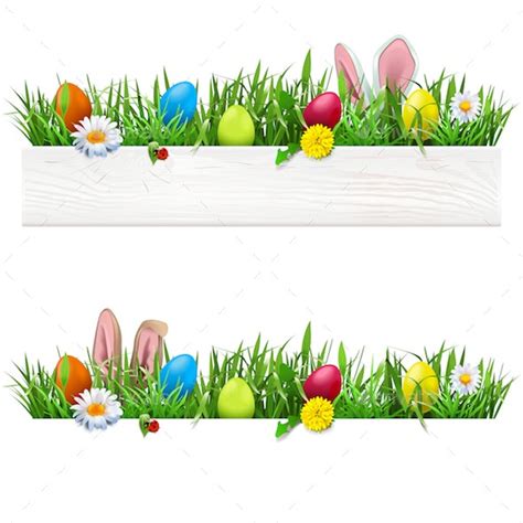 Vector Easter Border with Grass, Vectors | GraphicRiver