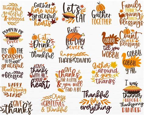 Thanksgiving Svg Bundle Fall Svg Thankful Svg Pumpkin Svg Etsy