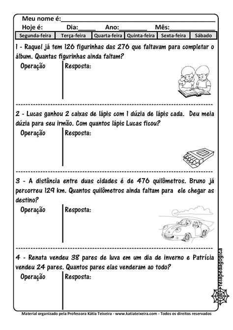 Atividade De Matematica Ano Situa Es Problemas Adi O E Subtra O