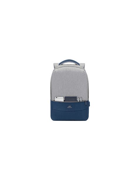 Rivacase Sac à dos anti vol gris bleu foncé pour pc portable MacBook