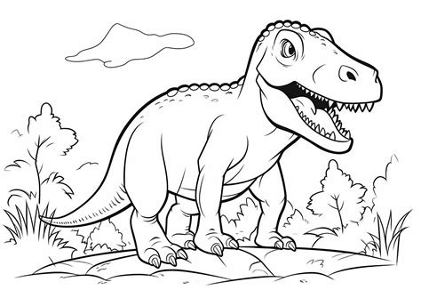 Tyrannosaure Simple Coloriages De Dinosaures Faciles Pour Enfants